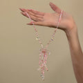 Pastoral Pink Glass Flower Beaded Necklace Sweet Summer Floral Clavicle Choker view 5