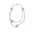 Old Money Style Faux Pearl Flower Zircon Sweater Necklace Sparkling Luxury Clavicle Chain view 5