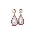 2026 Vintage Court Style Faux Pearl Teardrop Feather Stud Earrings With Silver Pins view 5
