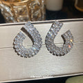 Light Luxury Copper Water Drop Stud Earrings With Sparkling Rhinestone Geometric Design view 2