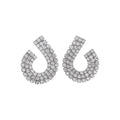 Light Luxury Copper Water Drop Stud Earrings With Sparkling Rhinestone Geometric Design view 5