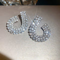 Light Luxury Copper Water Drop Stud Earrings With Sparkling Rhinestone Geometric Design view 4