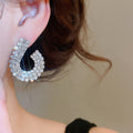 Light Luxury Copper Water Drop Stud Earrings With Sparkling Rhinestone Geometric Design view 3