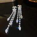 Light Luxury Copper Double C Tassel Drop Earrings With Silver Posts For Evening Wear view 4