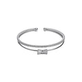 Korean Double Layer Open Copper Bangle With Square Zircon Floral Minimalist OL Style view 5