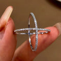 Minimalist Cross Ring For Women, Korean Style Cool Tone Commuter Fashion Accessory view 1