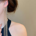 European Style Copper Multi-Layer Long Tassel Geometric Clip-on Earrings For Non-Pierced Ears view 3