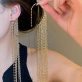 European Style Copper Multi-Layer Long Tassel Geometric Clip-on Earrings For Non-Pierced Ears view 1