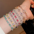 Korean Style Copper Beaded Bracelet With Sparkling Zircon Square Flower Charm view 1