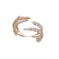 Light Luxury Copper Zircon Triple Layer Wheat Leaf Crossover Open Cuff Bangle view 5