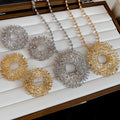 2026 New Alloy Full Rhinestone Irregular Stud Earrings Necklace Jewelry Set For Women view 3
