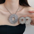2026 New Alloy Full Rhinestone Irregular Stud Earrings Necklace Jewelry Set For Women view 4
