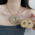 2026 New Alloy Full Rhinestone Irregular Stud Earrings Necklace Jewelry Set For Women view 2