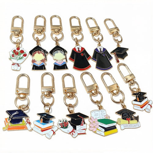 Graduation Cap Enamel Charm Earrings Necklace Pendant, DIY Handmade Jewelry Accessory Material