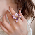 Vintage Enamel Flower Fashion Ring For Women view 3