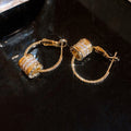 Copper Zircon Round Twisted Pendant Hoop Earrings For Women Simple Modern Light Luxury Jewelry view 4