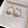 Copper Zircon Round Twisted Pendant Hoop Earrings For Women Simple Modern Light Luxury Jewelry view 2