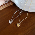 Light Luxury Zircon Butterfly Copper Clavicle Necklace, Minimalist Old Money Choker view 2
