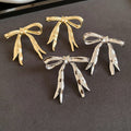 Elegant Alloy Ribbon Bow Stud Earrings For Women, Minimalist Fashion Face-Slimming Ear Jewelry view 4