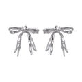 Elegant Alloy Ribbon Bow Stud Earrings For Women, Minimalist Fashion Face-Slimming Ear Jewelry view 5