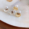 Light Luxury Fan Shaped Faux Pearl Stud Earrings With Silver Needles For Versatile Fashion Style view 4