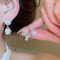Alloy Silver Needle Sparkling Zircon Bow Stud Earrings Light Luxury Sweet Exotic Jewelry view 2
