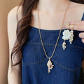 Shell Conch Starfish Pearl Necklace Stud Earrings Jewelry Set For Women Summer Statement Design view 1