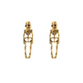 Vintage Punk Gothic Gold Alloy Skeleton Skull Halloween Drop Earrings view 5