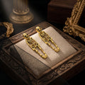 Vintage Punk Gothic Gold Alloy Skeleton Skull Halloween Drop Earrings view 4