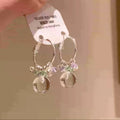 Fresh Forest Style Artificial Crystal Bead Round Pendant Hoop Earrings For Women Vacation Jewelry view 1