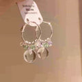 Fresh Forest Style Artificial Crystal Bead Round Pendant Hoop Earrings For Women Vacation Jewelry view 2