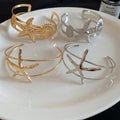 Metal Starfish Shell Open Bangle, European Beach Vacation Style Statement Jewelry view 1