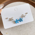 Alloy Rhinestone Enamel Flower Butterfly Stud Earrings, Fresh Sweet Elegant Versatile Style view 1