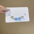 Alloy Rhinestone Enamel Flower Butterfly Stud Earrings, Fresh Sweet Elegant Versatile Style view 3
