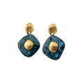 Acrylic Resin Ombre Geometric Stud Earrings Retro Chic Round Diamond Square Design view 5