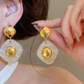 Acrylic Resin Ombre Geometric Stud Earrings Retro Chic Round Diamond Square Design view 3