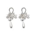 Elegant Floral Faux Pearl Zircon Waterdrop Stud Drop Earrings For Women view 5