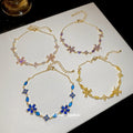 Adjustable Copper Zircon Flower Waterdrop Bangle, Light Luxury Elegant Fashion Bracelet view 2