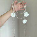 French Vintage Floral Beaded Faux Pearl Layered Sweater Necklace Pastoral Collarbone Chain view 3