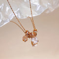18K Gold Plated Copper Zircon Square Flower Necklace Light Luxury Geometric Collarbone Chain view 2