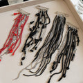 European American Glass Chain Tassel Geometric Brooch, Elegant Fashion Clothing Accessory view 2
