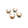 Irregular Geometric Rhinestone Alloy Open Ring, French Vintage Pleated Statement Jewelry view 5