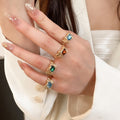 Irregular Geometric Rhinestone Alloy Open Ring, French Vintage Pleated Statement Jewelry view 4