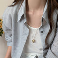 Korean Style Pointed Heart Totem Alloy Necklace For Women Old Money Clavicle Chain view 2