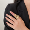 Irregular Teardrop Twisted Metal Ring For Women Vintage Light Luxury Geometric Finger Jewelry view 3