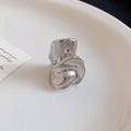 Irregular Teardrop Twisted Metal Ring For Women Vintage Light Luxury Geometric Finger Jewelry view 4