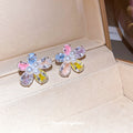 Sweet Floral Copper Stud Earrings With Zircon Flowers And Pearl Accents For Women view 2