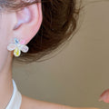 Sweet Floral Copper Stud Earrings With Zircon Flowers And Pearl Accents For Women view 3