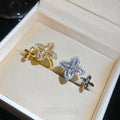 French Sparkling Zircon Flower Open Ring With Elegant Design For Women view 4