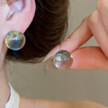 Modern Minimalist Round Resin Stud Earrings With Silver Needle Sweet Geometric Commuter Jewelry view 4
